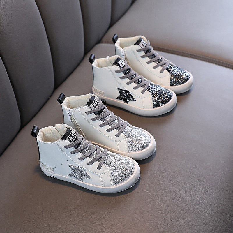 Winter High-Top Sports Shoes for Kids with Stars