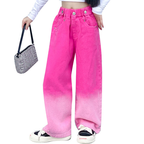Casual Splicing Jeans Pants for Girls