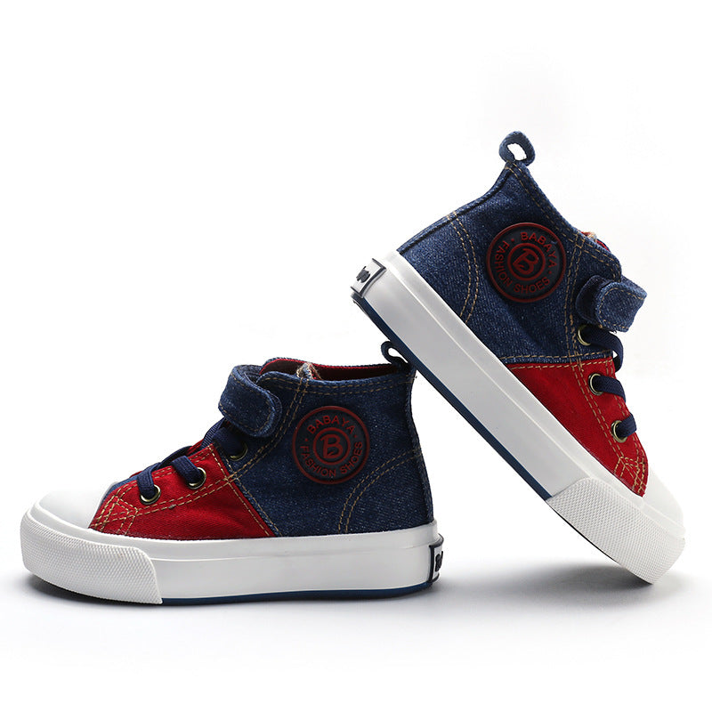 High-Top Denim Canvas Shoes for Kids - Soft & Breathable