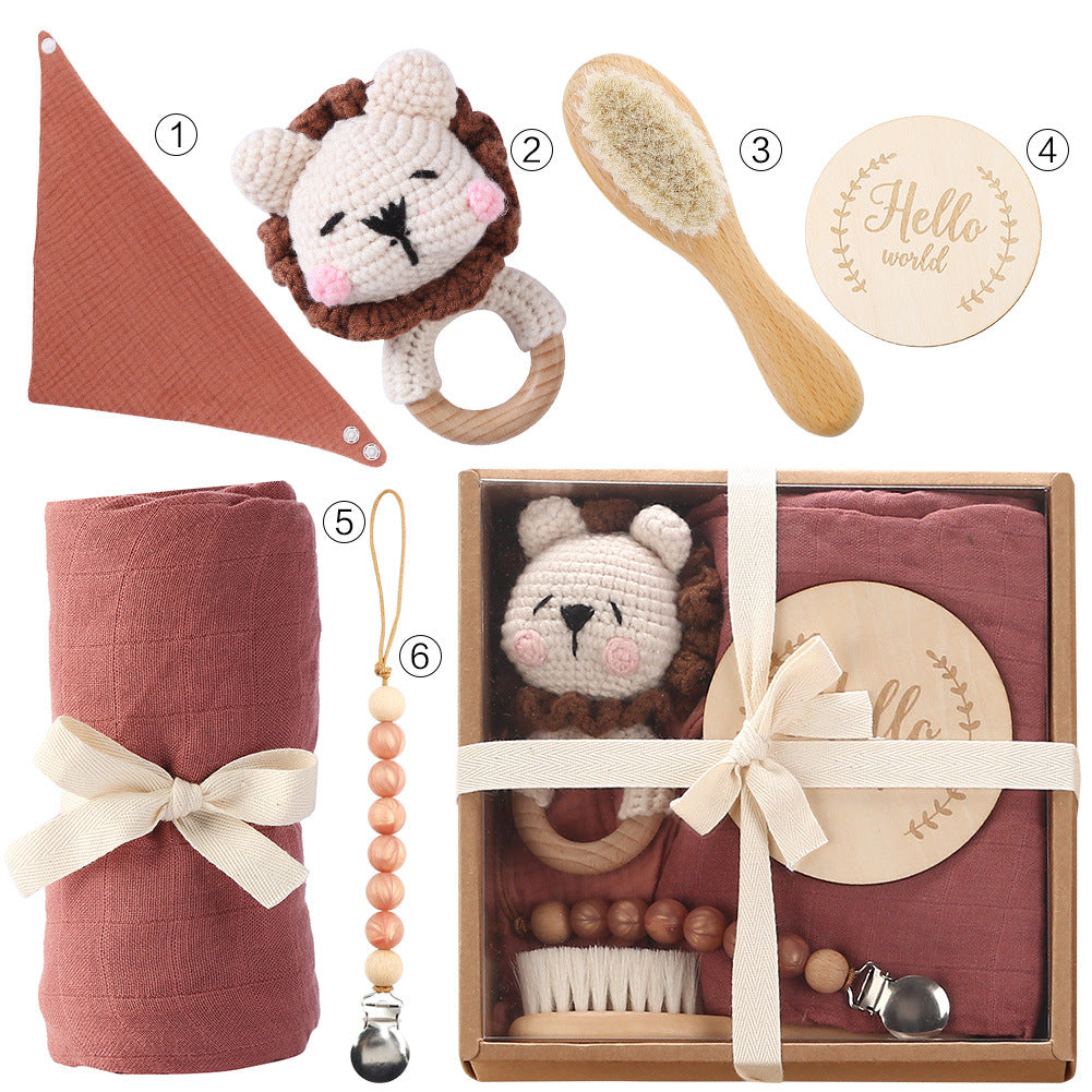 Newborn Gift Set: Bath Towel, Pacifier & Toys