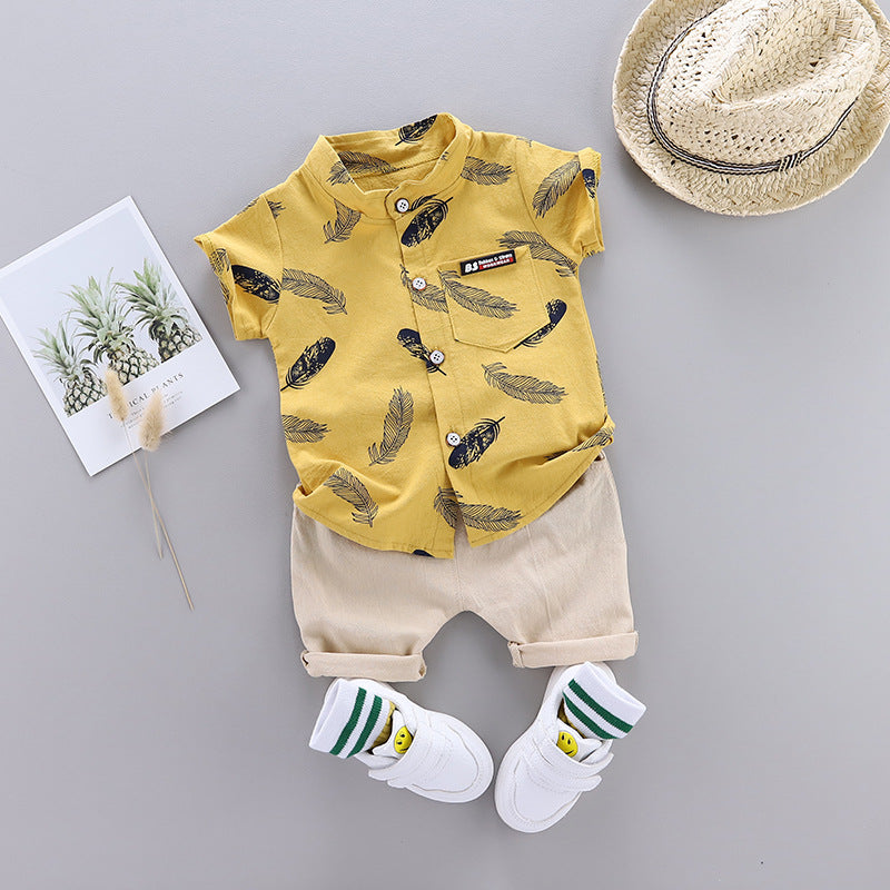 2PCS Set Summer Boys' Short Sleeve Shorts Outfit