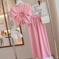 2025 Summer Teen Girls Clothing Set Solid Color Backless T-shirt+Wide Leg Pants 2Pcs Fashion Suit For 4-12Y Kids Casual Outfits