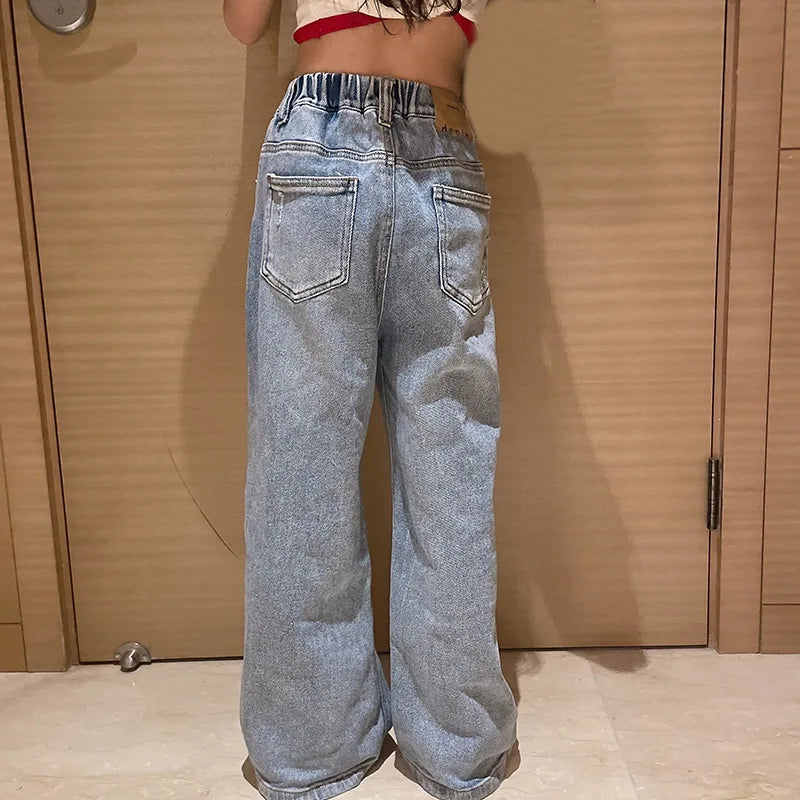 Teenage Girls Jeans Ripped Hole Jeans