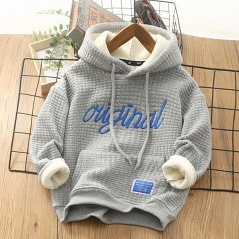 Boys' Embroidered Velvet Fleece Hoodie
