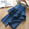 Korean Denim Jacket and Wide Leg Pants Kids Set