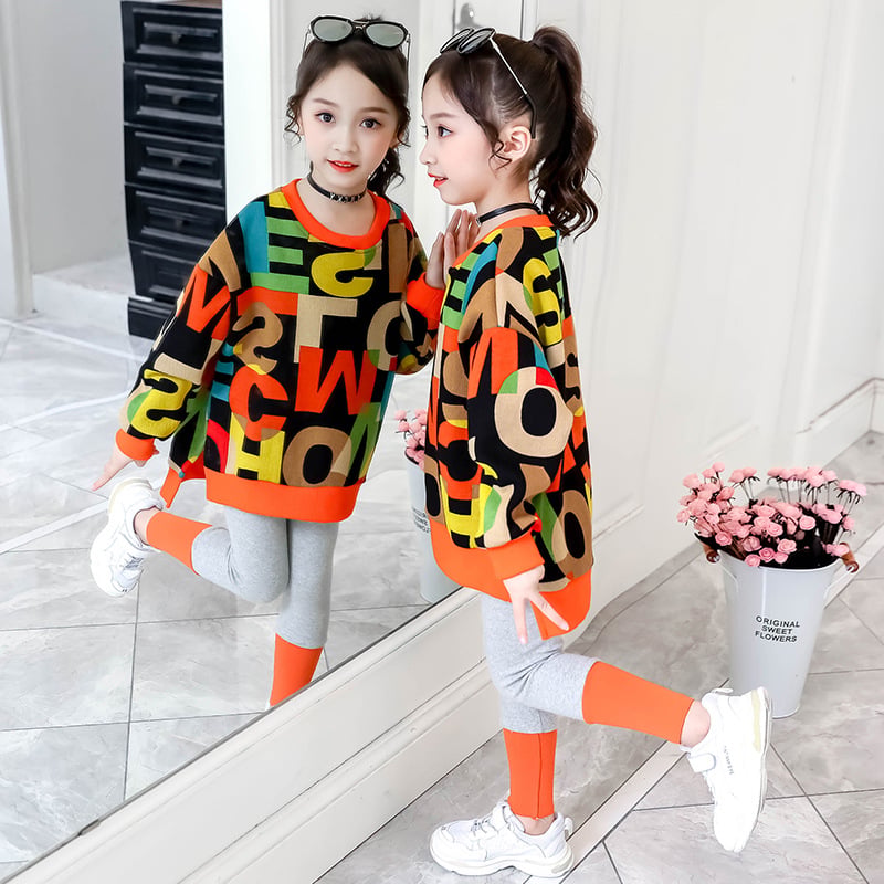 Colourful  Sweater & Trousers Set for Girls