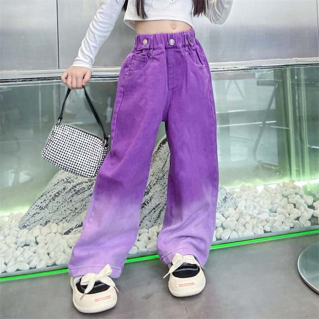 Casual Splicing Jeans Pants for Girls