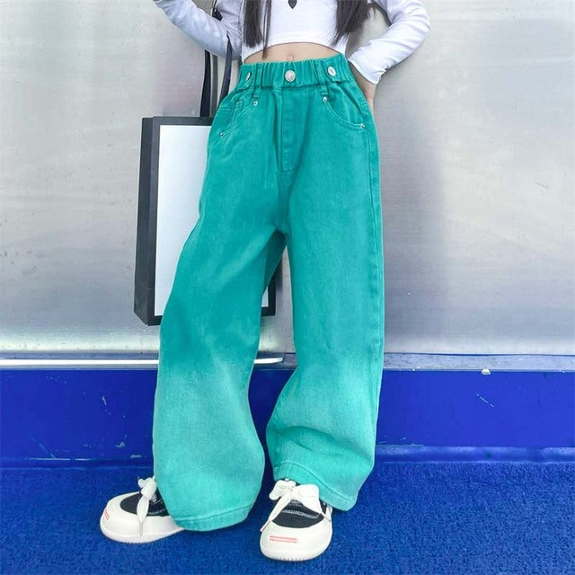 Casual Splicing Jeans Pants for Girls