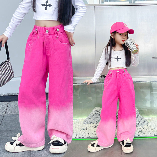 Casual Splicing Jeans Pants for Girls