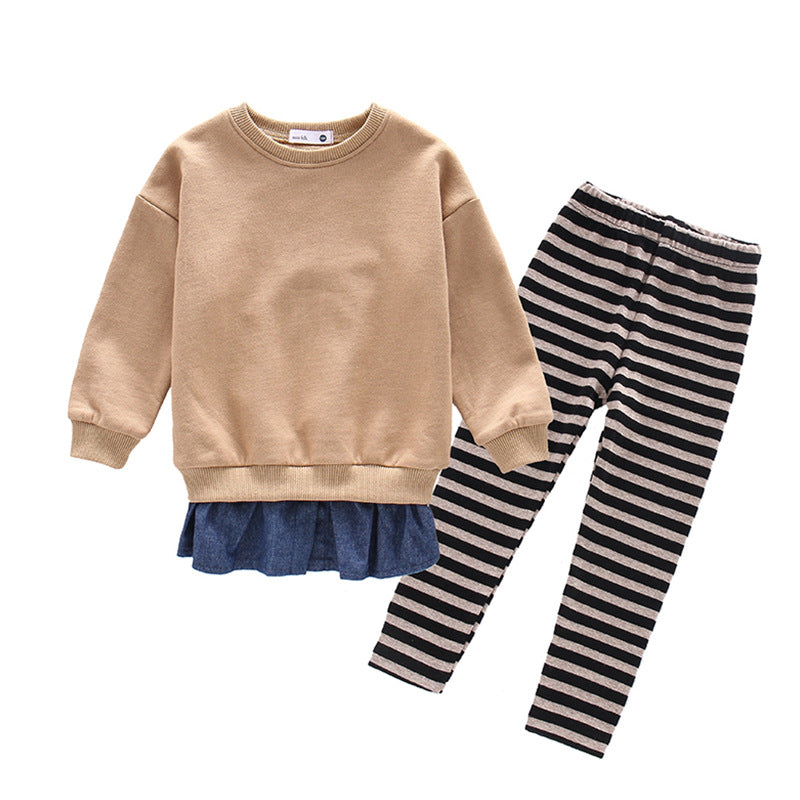 Girls' Denim Patchwork Outfit