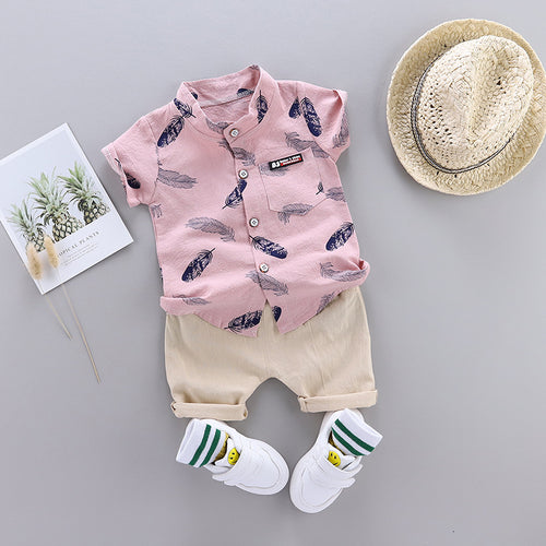 2PCS Set Summer Boys' Short Sleeve Shorts Outfit